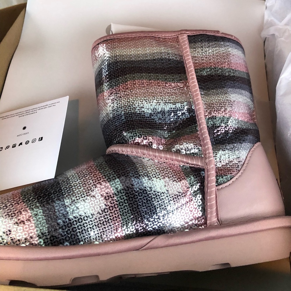 CRYSTAL RAINBOW UGG CLASSIC II SHORT SEQUIN BOOTS